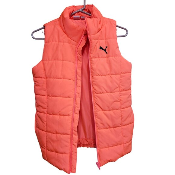 Puma Women’s Medium Quilted Puffer Vest Pink Lightweight Zip Sleeveless Jacket - Picture 3 of 7